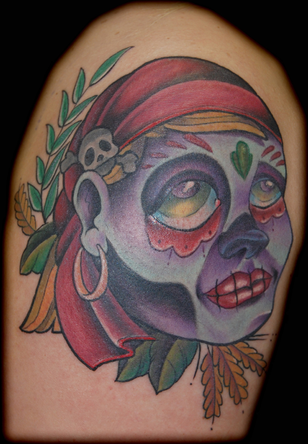 MEMPHIS - day of the dead gypsy girl tattoo on an arm